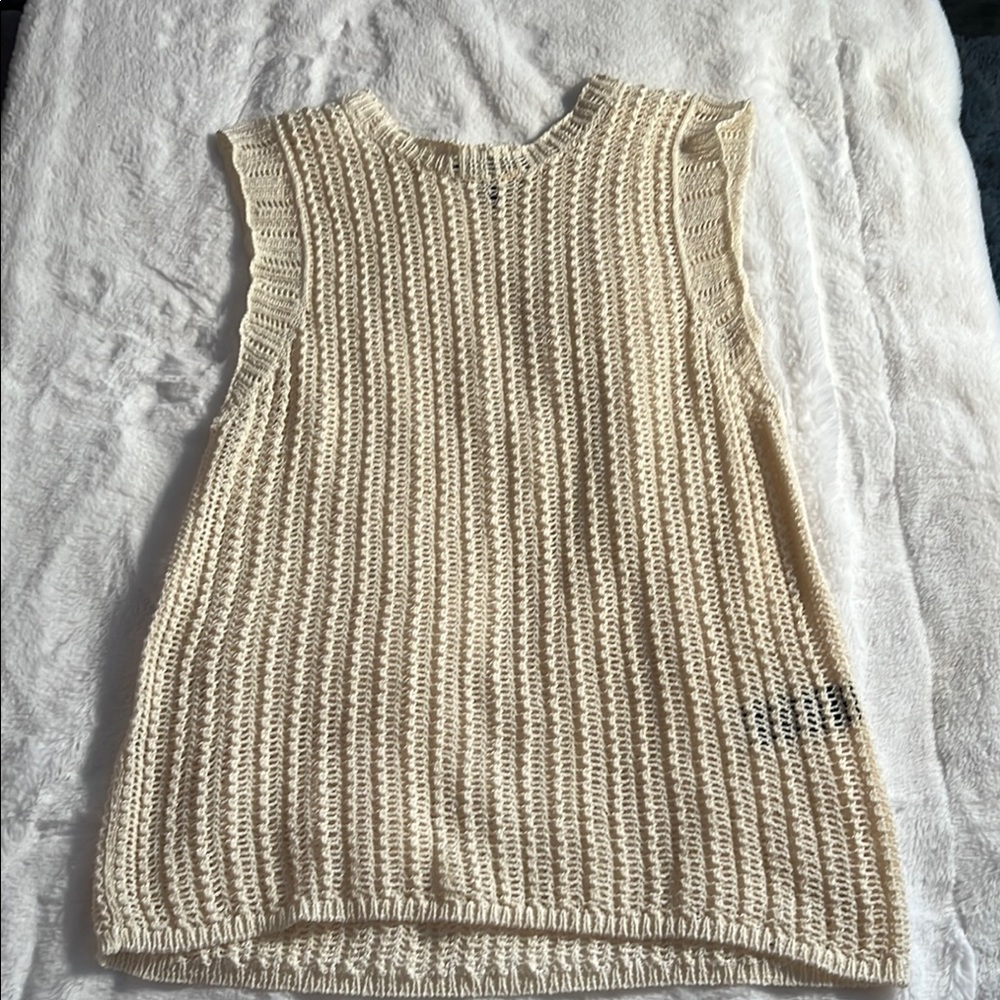 Rag&Bone Cream Knit Sleeveless Top